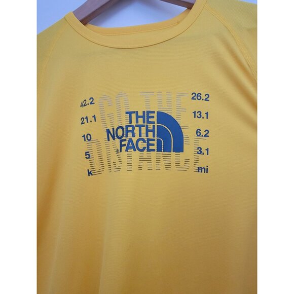 The North Face GO THE DISTANCE Yellow Short-Sleeve VaporWick T-Shirt Sz M - Picture 3 of 7